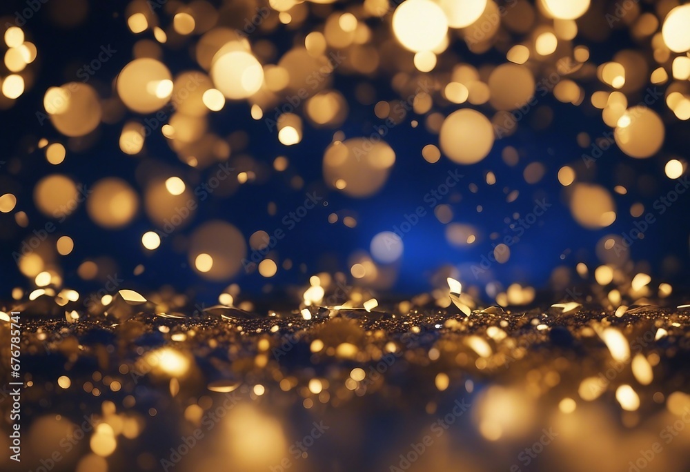 Blue and gold Abstract background and bokeh on New Years Eve