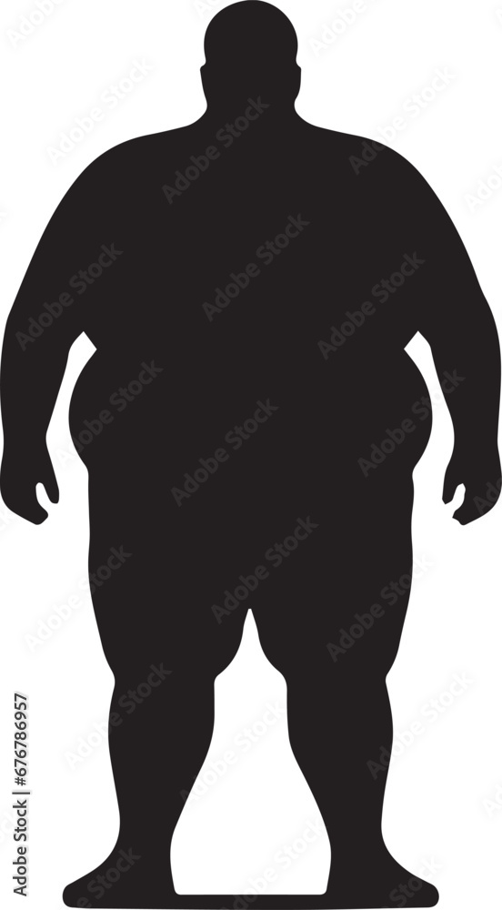 Overweight Man Vector Illustration, Overweight People Silhouette