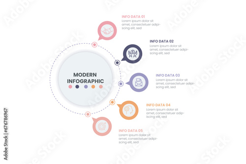 Business data visualization. Process chart. Abstract elements of graph, diagram with 5 steps, options, parts or processes. Vector business template for presentation. Creative concept for infographic.