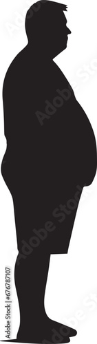 Overweight Man Vector Illustration, Overweight People Silhouette