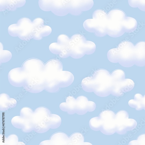 seamless pattern of many clouds and a bright blue sky