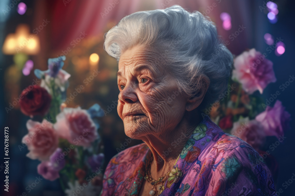 Grandma colorful dress, AI generated Grandma colorful dress, AI generated