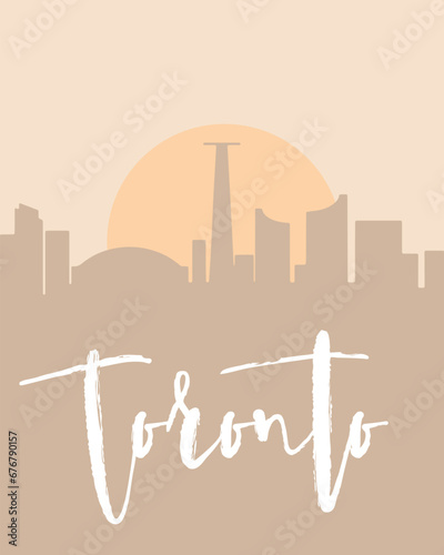 City poster of Toronto with building silhouettes at sunset