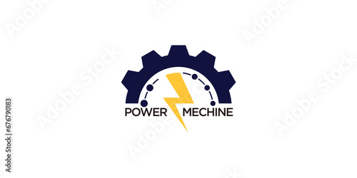 Gear power logo icon design template elements