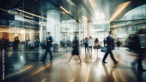 Business people rushing in office lobby with motion blur © Summit Art Creations
