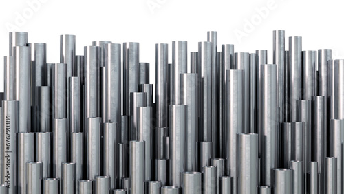 Metal pipes isolated on the white background. 3d illustration