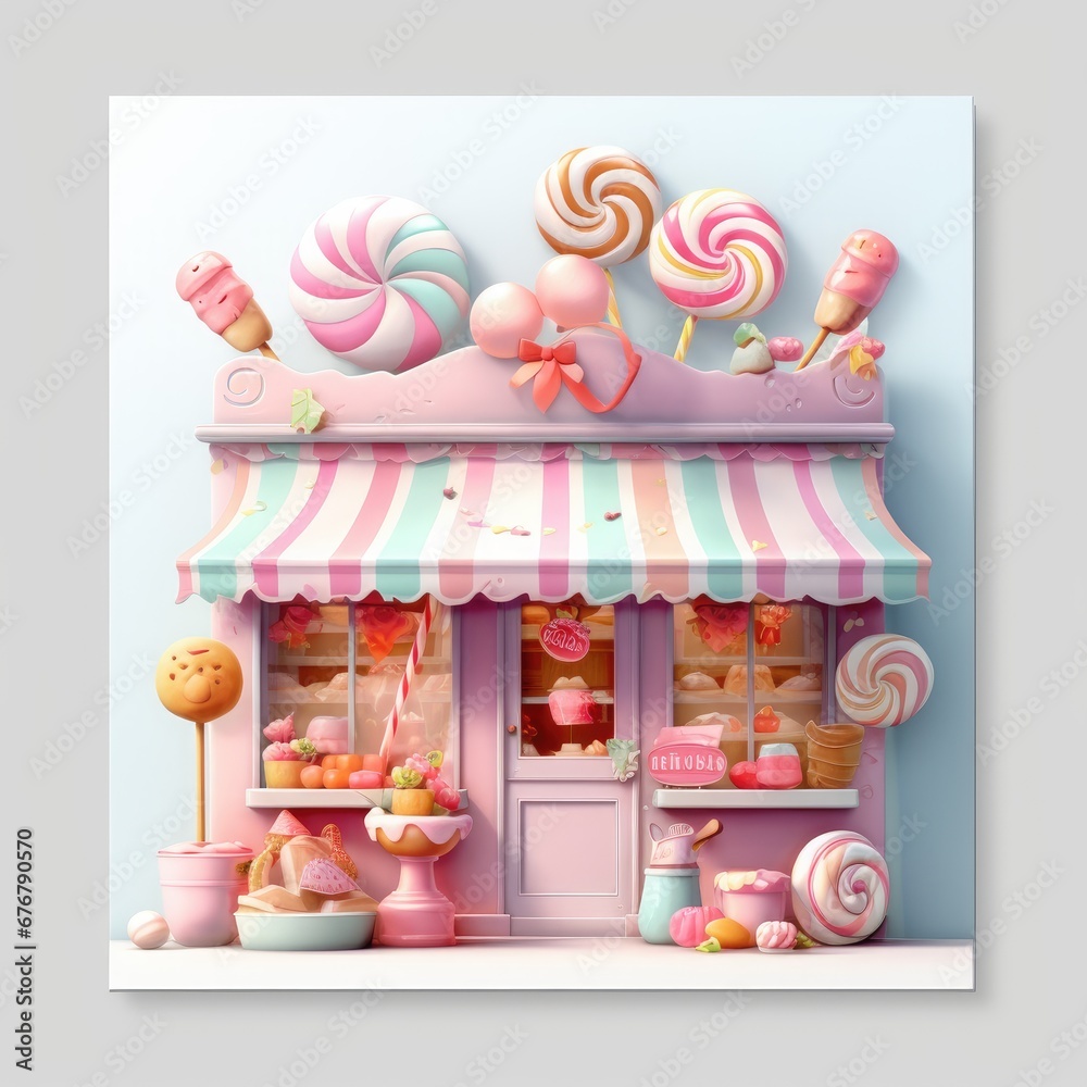 Colorful 3d candy house model