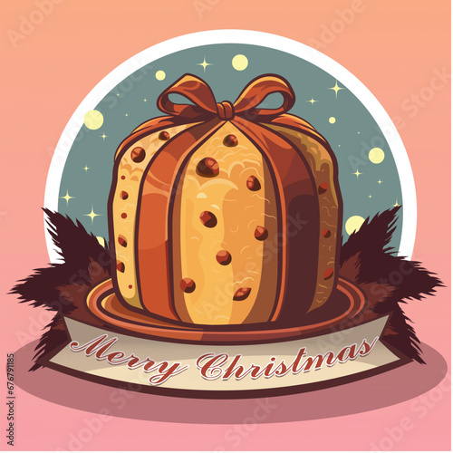 Christmas Chocolate Panettone Vector,Panettone vector illustrator