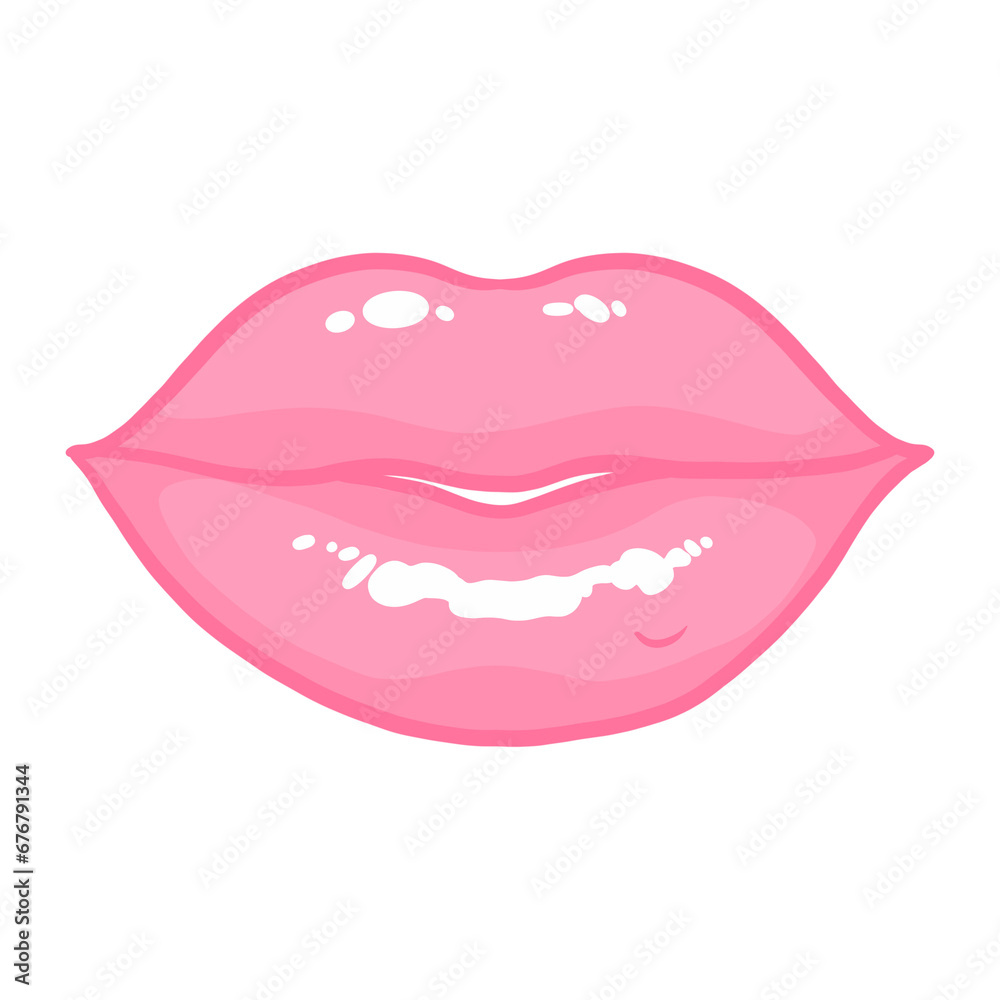 Light Pink Glossy Lips Illustration