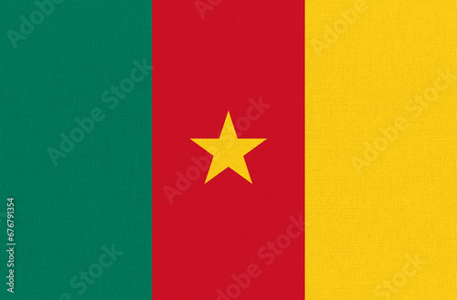 Flag of Cameroon. Cameroonian national flag on textured background photo