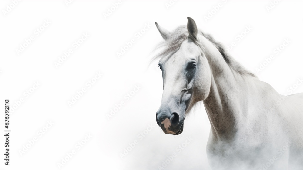 Horse white background