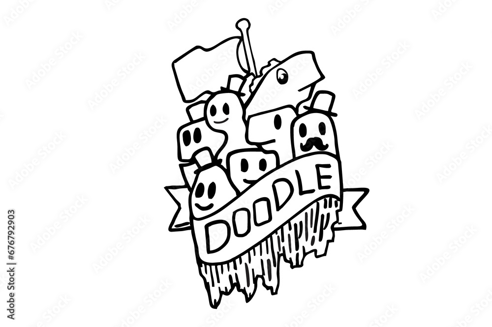 Obraz premium Coloring Cute Doodle Illustration