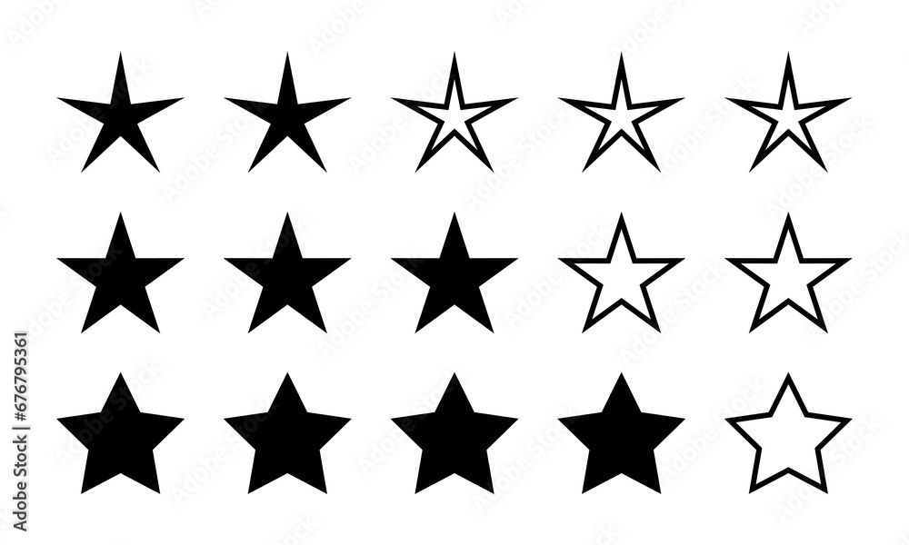 Five star rate icon vector in variation style Five star rate icon vector in variation style