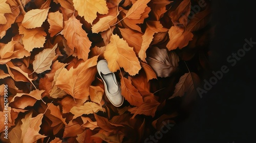 Autumn leaves lying on th