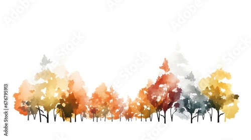 Autumn trees watercolor h photo