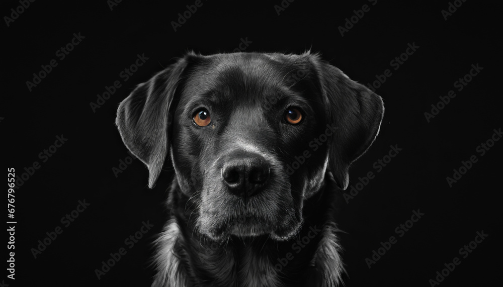 A dog with a sad look on its face and a black background A dog with a sad look on its face and a black background
