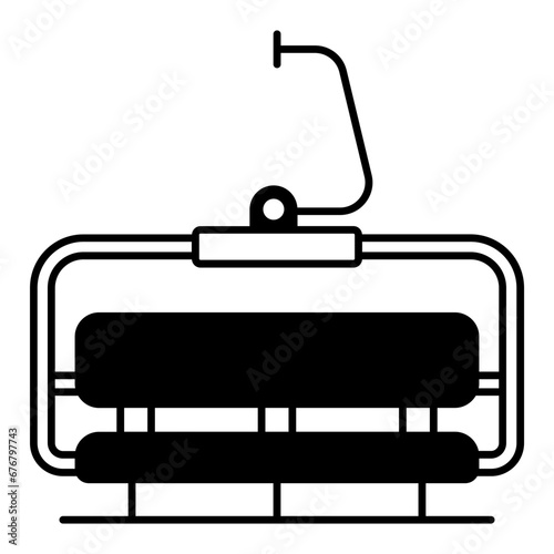 Aerial lift Concept, Chairlift back view  vector icon design, Winter Game Element symbol, Snowboard Equipment Sign, competitive sports activity stock illustration
