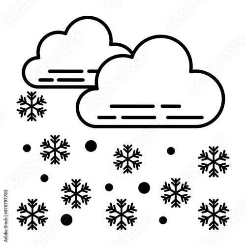 dark clouds with snowflakes Concept, Winter snow weather forecast vector icon design, Winter Game Element symbol, Snowboard Equipment Sign, competitive sports activity stock illustration