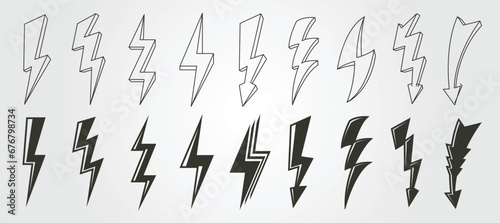 set of lightning flash vector icon symbol illustration design, lightning various illustration design