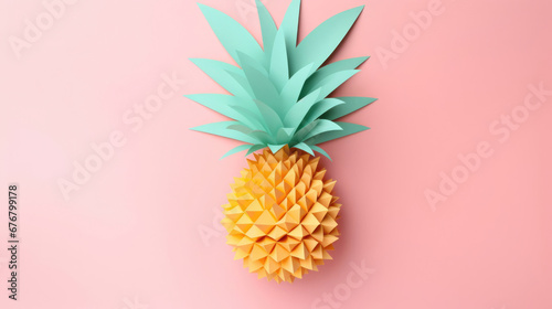 Pineapple made in paper cut craft,  Layered paper,  Paper craft,  Minimal design,  Pastel color