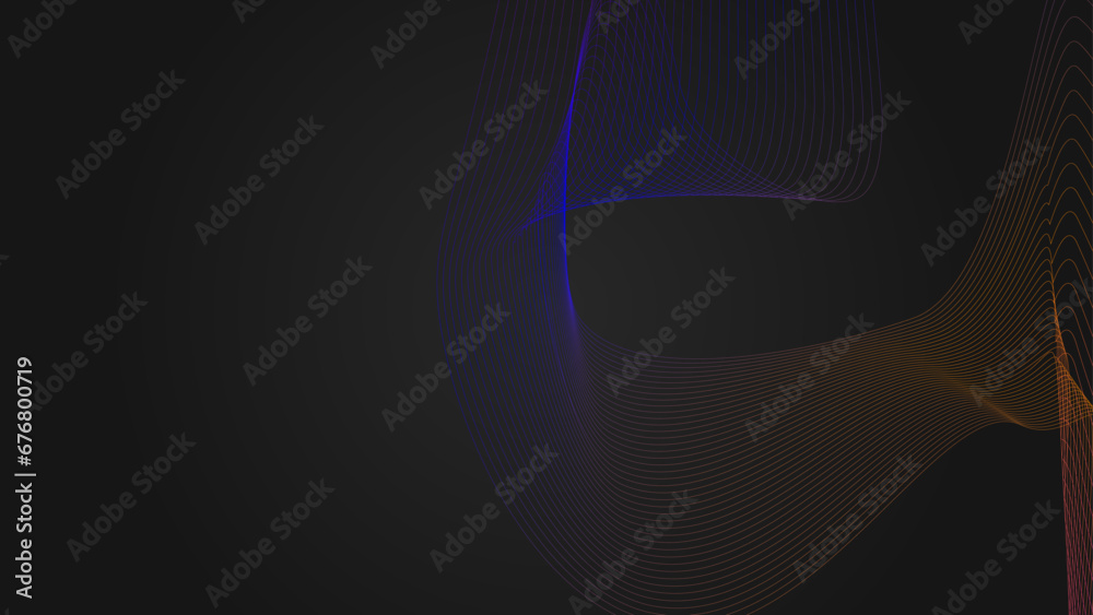 Fototapeta premium Abstract wave element for design. Digital frequency track equalizer. Stylized line art background. Vector illustration. Wave with lines created using blend tool. Curved wavy line
