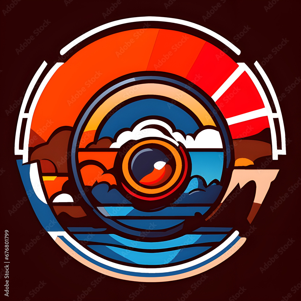 Obraz premium Vintage Lens: Retro Kamera-Logo Design