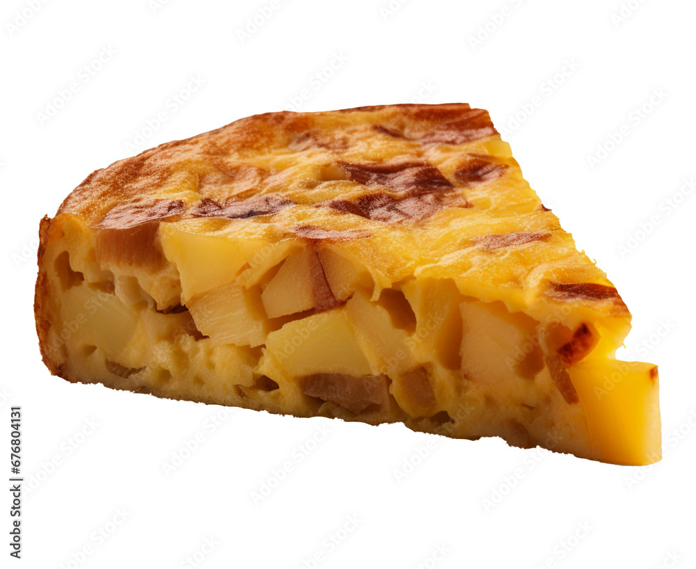 Spanish tortilla on transparent background. Generative AI.