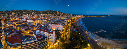 Aerial view of Cannes, a resort town on the French Riviera, is famed for its international film festival photo