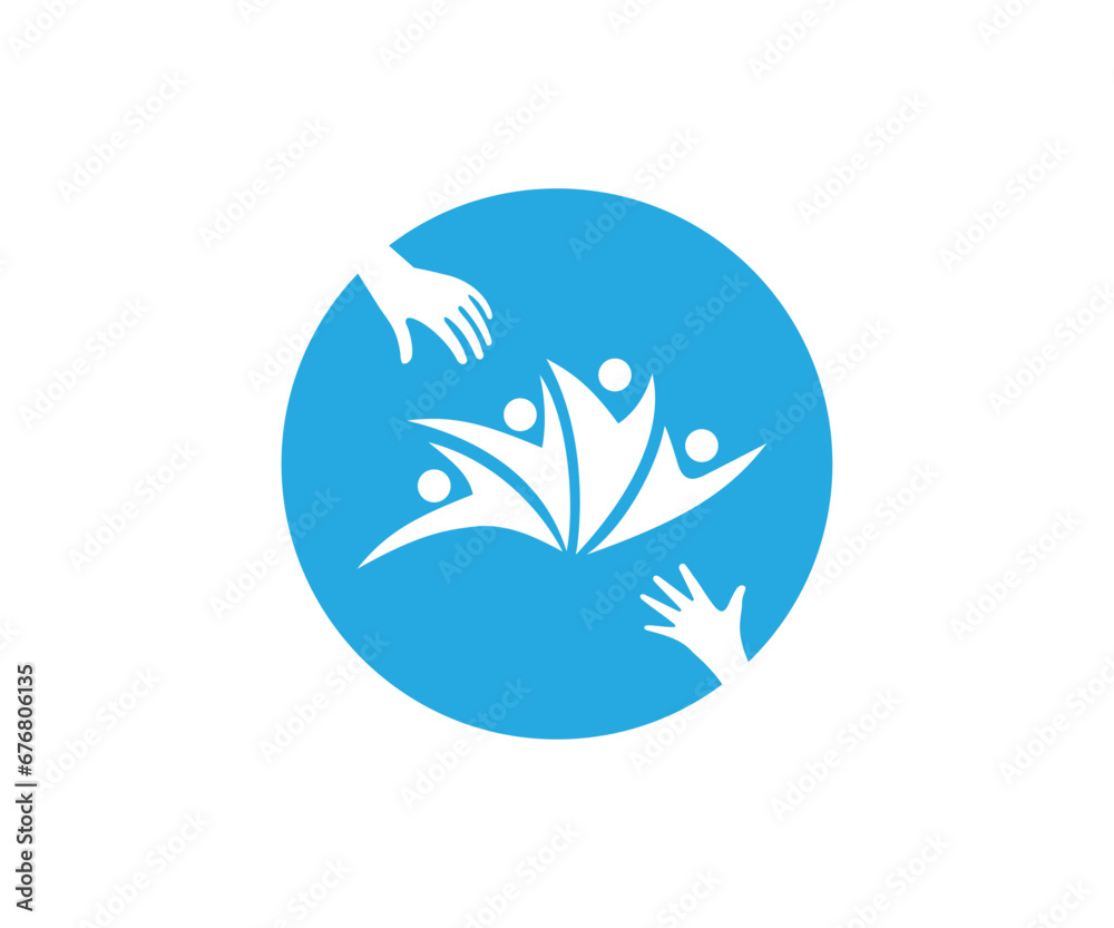 Man and hand logo design vector template Man and hand logo design vector template