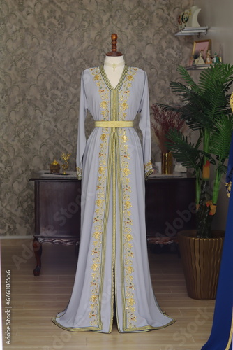 Fotografia Traditional Moroccan Kaftan, handmade, traditional embroidery