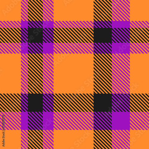 Orange Black Purple Tartan Plaid Pattern Seamless. Check fabric texture for flannel shirt, skirt, blanket 