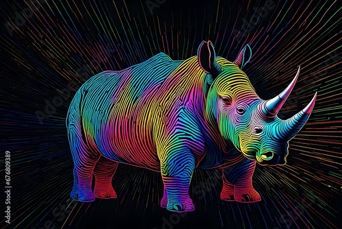 rhino illustion , background , colourful illustion , colourful lights ,horse ,abstract colorful rainbow  illustion of rhino © Creative
