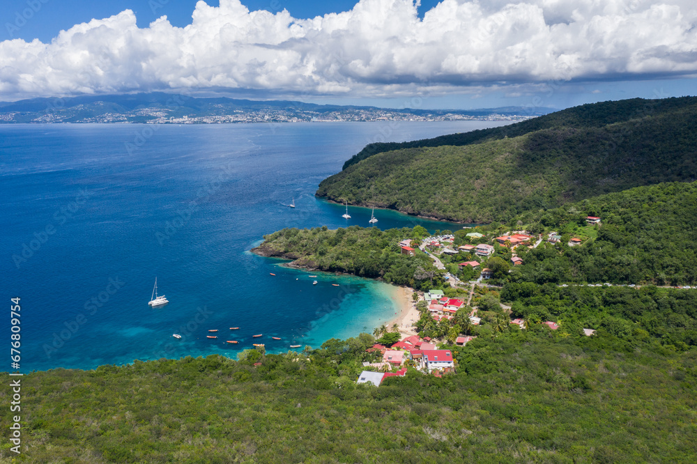 Fototapeta premium Secluded bay Anse Dufour aerial on Martinique's coast