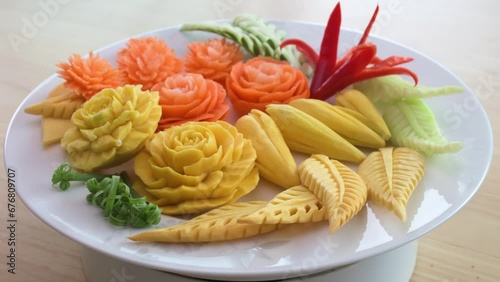 Carving vegetable, Thai handcraft for side dishes.