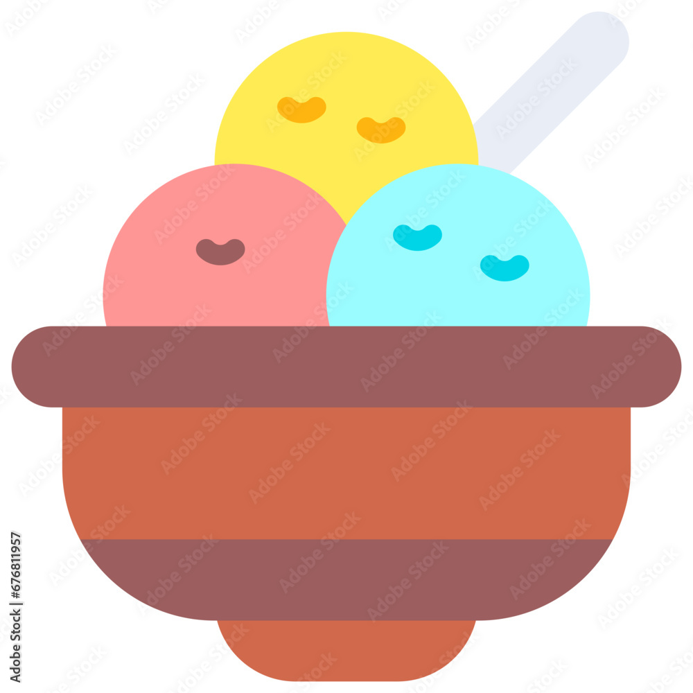 Fototapeta premium Vector Icon Ice Cream, Sweet, Cold, Dessert, Food, Summer