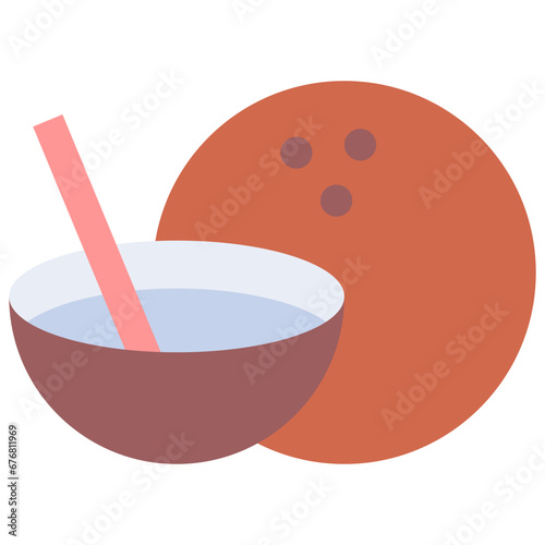 Vector Icon Coconut, Drink, Holiday, Coconut Drink, Vacation, Spring