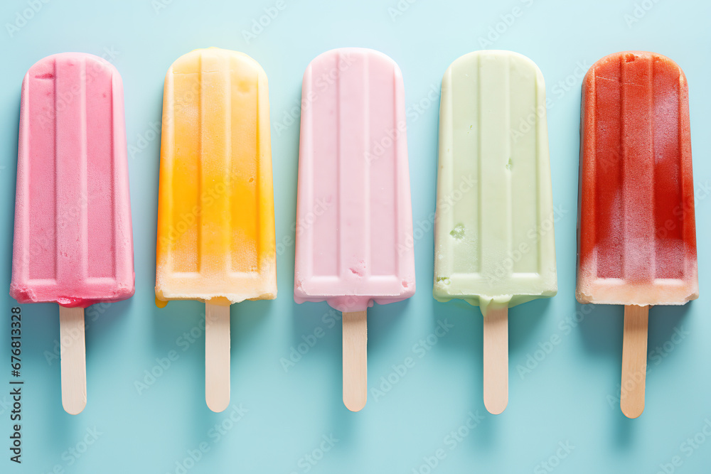 Set of fruit popsicle isolated on white Set of fruit popsicle isolated on white