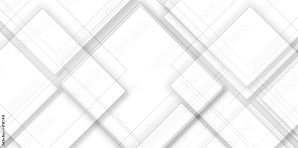 Modern and seamless stripe geometric line transparent white abstract background.Abstract geometric smooth square shape with soft shadow background, space for perfect cover,banner, template design.