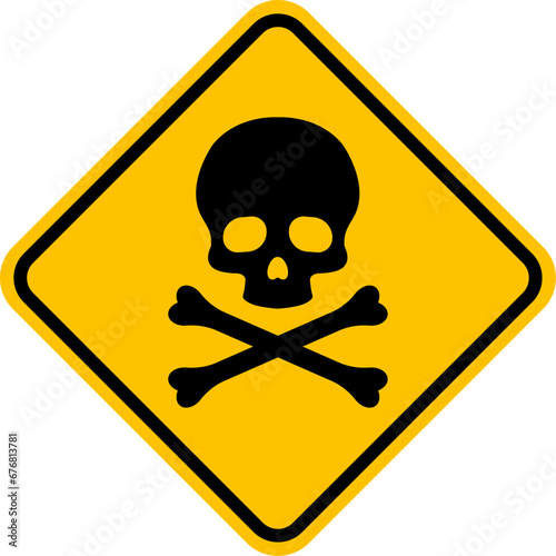 Skull and crossbones sign in rhombus shape.