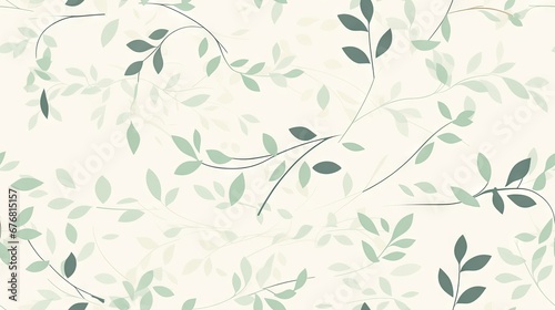  a close up of a wallpaper with a pattern of leaves and branches on a light green and white background.  generative ai