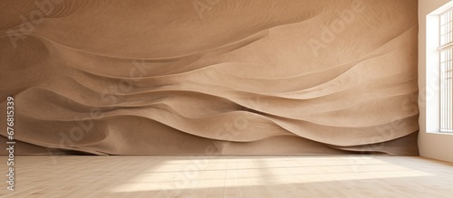 Room with desert sand color and design wall