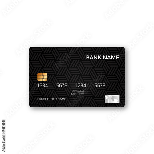 Black credit or debit card vector design template