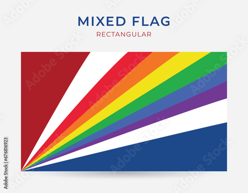 Netherlands, Rainbow and Transgender Pride Mixed Flags. Combined Flag Design Vector.