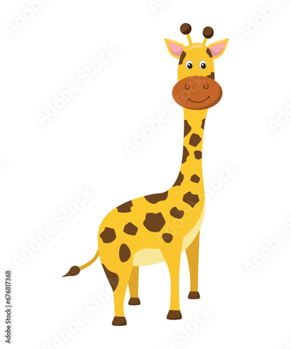 Cute cartoon giraffe isolated on white background. Animal of Africa. Vector illustration