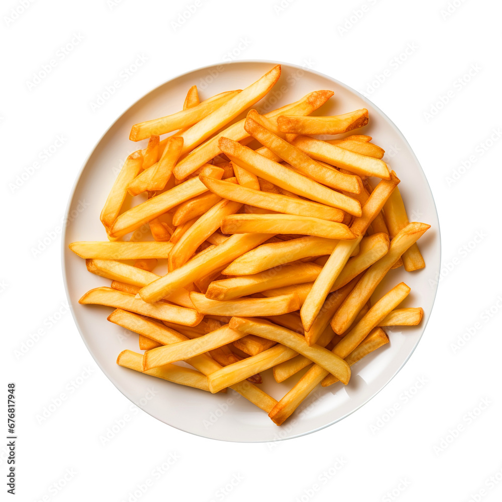 french fries on white background french fries on white background