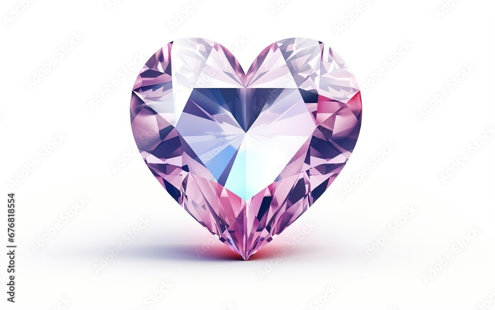 Big purple diamond heart isolated on white background, Y2K and 90s style. AI Generative