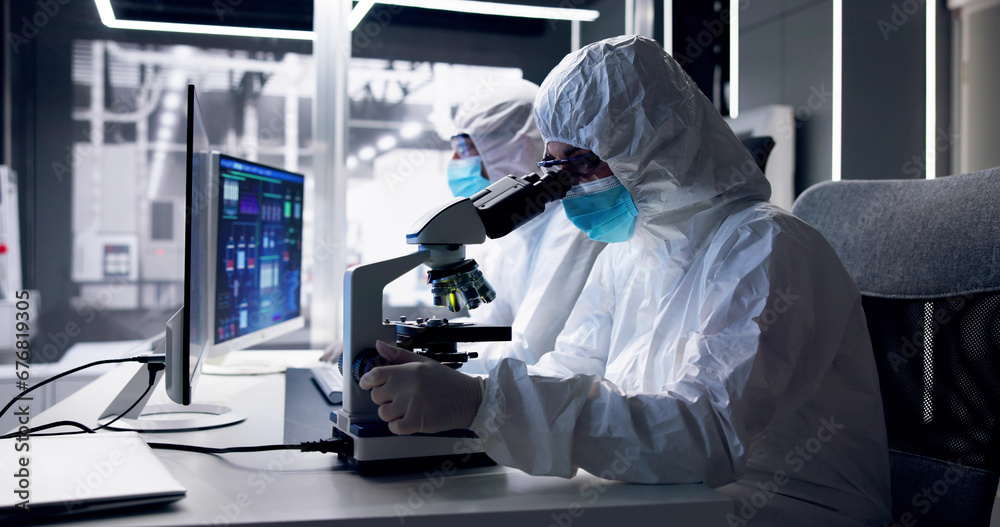 Industrial Medical Factory Research With Microscope Industrial Medical Factory Research With Microscope