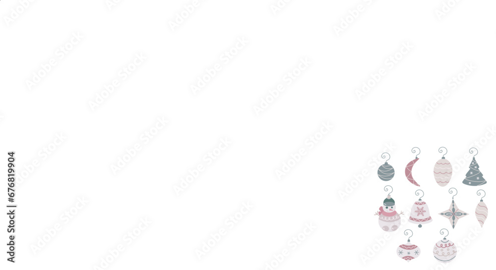 A set of New Years toys. Modern collection against white background. Flat vector illustration.