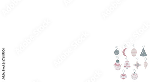 A set of New Years toys. Modern collection against white background. Flat vector illustration.