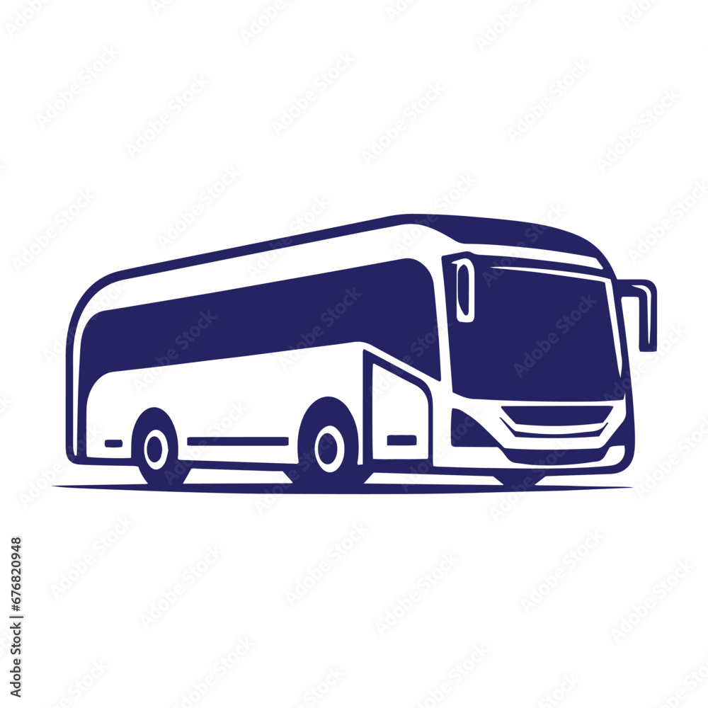 Logo of bus icon vector silhouette isolated design school bus concept blue bus